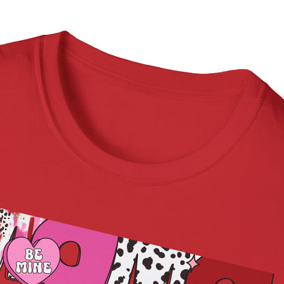 Chic Mama Valentine T-Shirt: Sparkling Cupid, Dalmatian Spots & Be Mine Hearts. Trendy Gift for Moms!