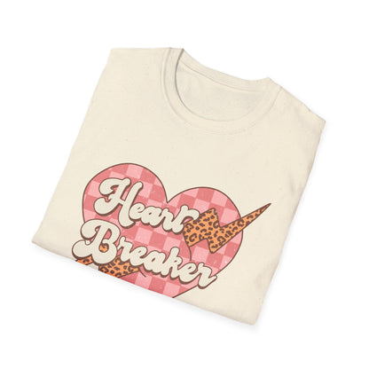 Trendy Heart Breaker T-Shirt - Sassy Leopard Print Lightning Bolt Checkered Heart Tee for Women