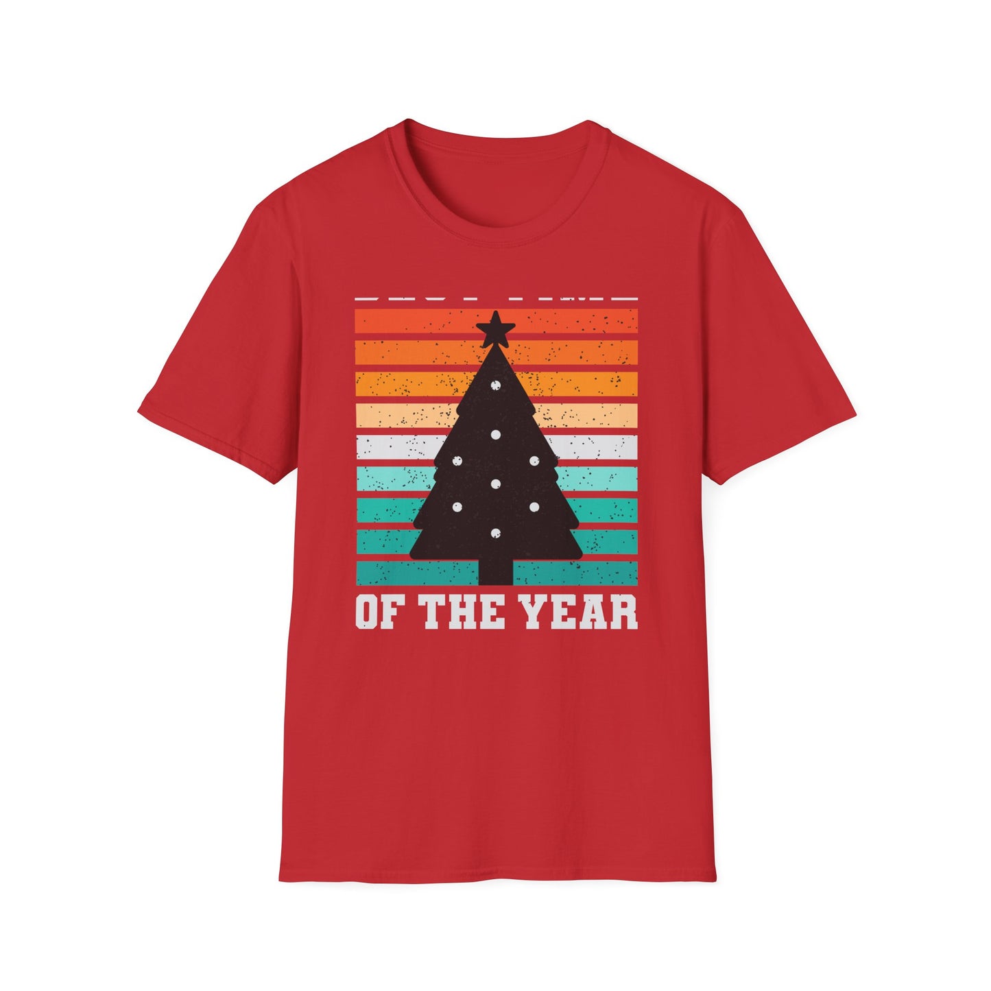 Retro Christmas Tree T-Shirt | "Best Time of the Year" Festive Tee | Vintage Holiday Stripes Xmas Gift