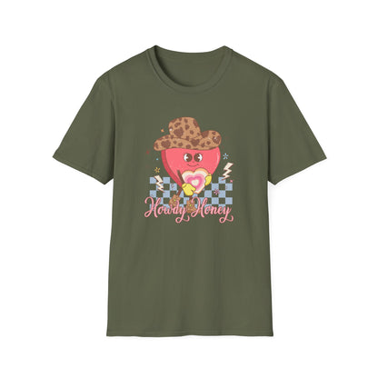 Groovy Cowgirl Heart "Howdy Honey" T-Shirt | Adorable Retro Western Sweetheart Tee for Women, Trendy Country Style