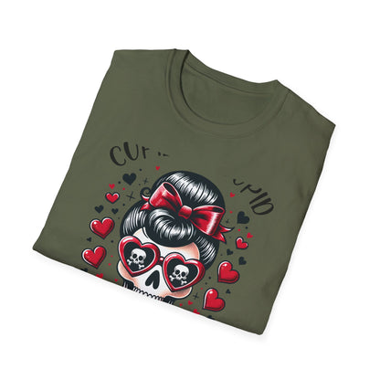 Epic Anti-Valentines Skull T-Shirt - Sarcastic "Cupid Is Stupid" Tee for Edgy Souls