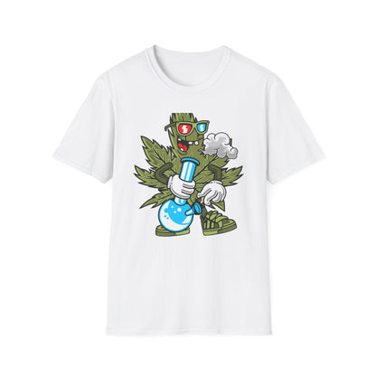 Epic 420 Stoner Leaf T-Shirt - Funny Cartoon Weed Character Bong Tee - Rad Cannabis Culture Gift for Men & Women