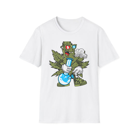 Epic 420 Stoner Leaf T-Shirt - Funny Cartoon Weed Character Bong Tee - Rad Cannabis Culture Gift for Men & Women