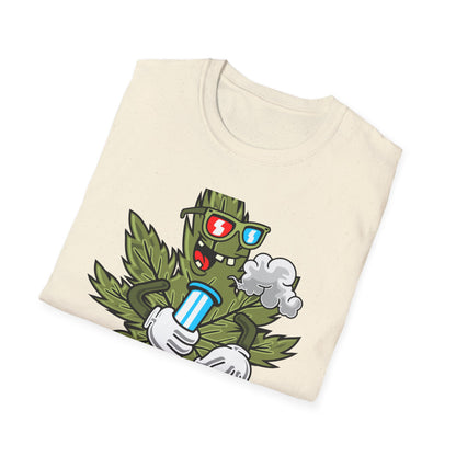 Epic 420 Stoner Leaf T-Shirt - Funny Cartoon Weed Character Bong Tee - Rad Cannabis Culture Gift for Men & Women