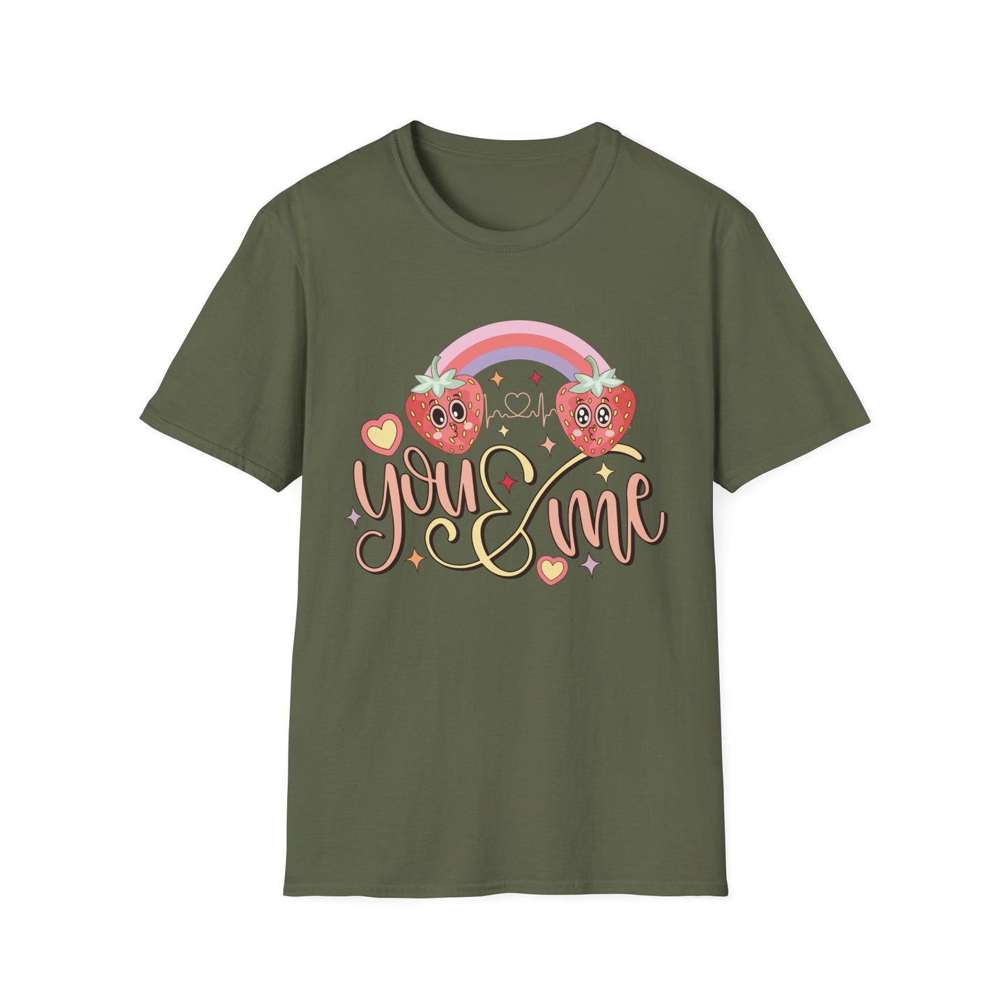 Adorable You & Me Strawberry Couple T-Shirt - Sweet Kawaii Love Design, Perfect Romantic Valentine's Day Gift