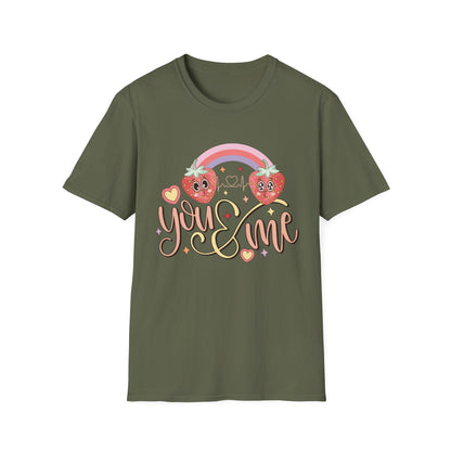 Adorable You & Me Strawberry Couple T-Shirt - Sweet Kawaii Love Design, Perfect Romantic Valentine's Day Gift