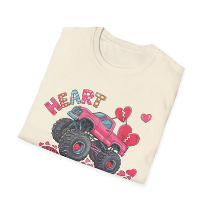 Bold Heart Crusher Monster Truck T-Shirt | Sassy Anti-Valentine's Day Tee | Funny Broken Heart Love Graphic Apparel