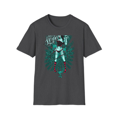 Bold 'Feast of Sacrifice' T-Shirt - Edgy Pin-Up Girl, Flaming Skulls & Tattoo Art for Goth & Alternative Style