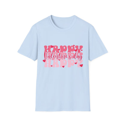 Groovy Happy Valentine's Day T-Shirt | Retro Pink Hearts Love Tee | Cute Festive Cupid Shirt for Women & Men