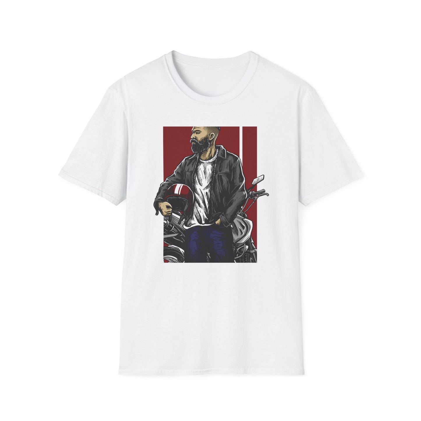 Epic Bearded Biker T-Shirt for Men | Stylish Motorcycle Rider Tee | Cafe Racer Lifestyle | Ultimate Freedom Ride Apparel Gift
