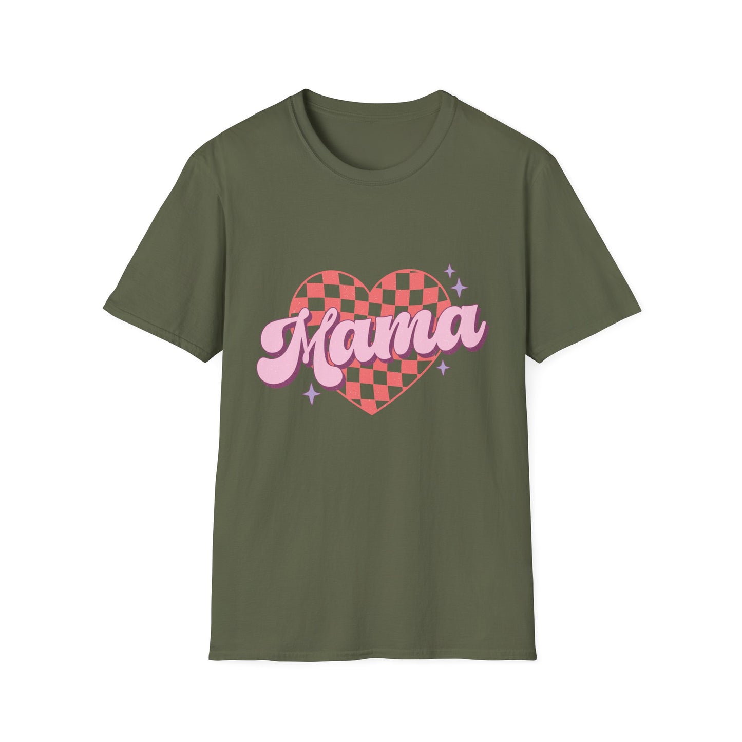 Groovy Mama T-Shirt - Retro Checkerboard Heart Design for Chic Moms | Trendy Mother's Day Gift Tee