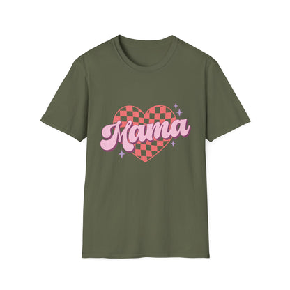 Groovy Mama T-Shirt - Retro Checkerboard Heart Design for Chic Moms | Trendy Mother's Day Gift Tee