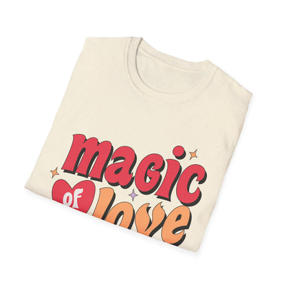 Enchanting 'Magic of Love' Groovy T-Shirt | Retro Valentine's Day Heart Tee | Whimsical, Cute & Romantic Gift