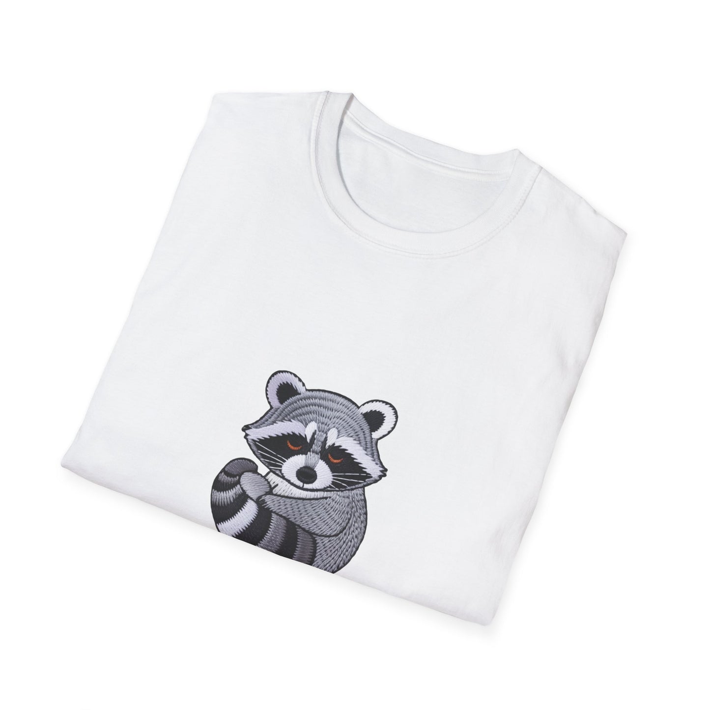 Adorable 'Powered By Snack' Raccoon T-Shirt - Hilarious Animal Lover Tee for Cozy Comfort & Snack Enthusiasts. Must-Have Gift!