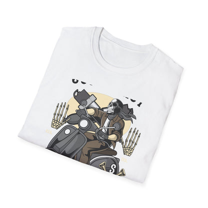 Bold Skull Scooterist T-Shirt | Vintage Biker Rider Tee for Men | Authentic Retro Old School Scooter & Crossbones Design