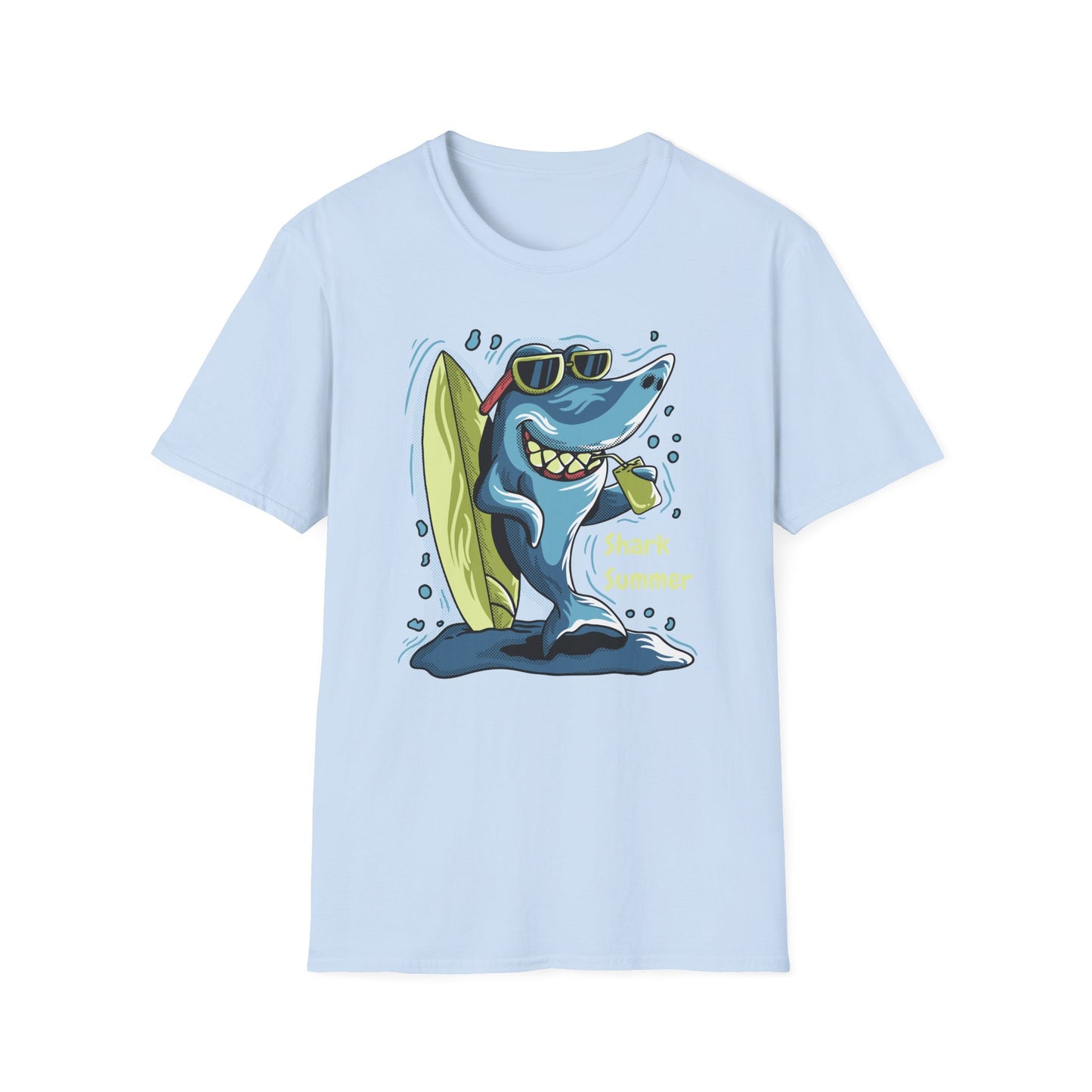 Chill Shark Summer Surfer T-Shirt | Funny Beach Vacation & Ocean Lover Tee | Awesome Ocean Vibes Gift for Men & Women