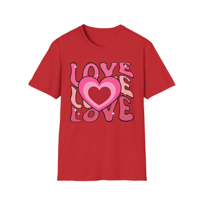 Groovy Pink Love Heart T-Shirt | Retro Y2K Sparkle Tee | Adorable Valentine's Day Gift for Her & Him