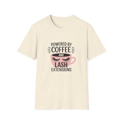 Ultimate Powered By Coffee & Lash Extensions T-Shirt | Trendy Beauty Lover & Lash Tech Gift Tee