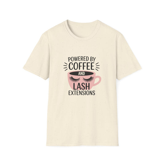 Ultimate Powered By Coffee & Lash Extensions T-Shirt | Trendy Beauty Lover & Lash Tech Gift Tee
