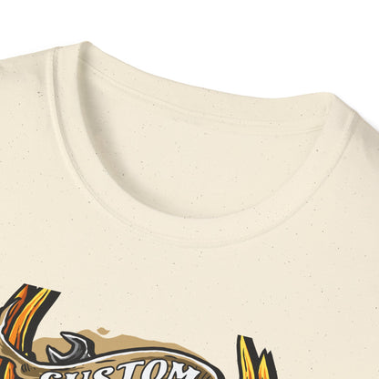 Epic Custom Culture T-Shirt | Bold Flaming Eye & Biker Wings Design | Unleash Your Rebel Spirit - Hot Rod Tee