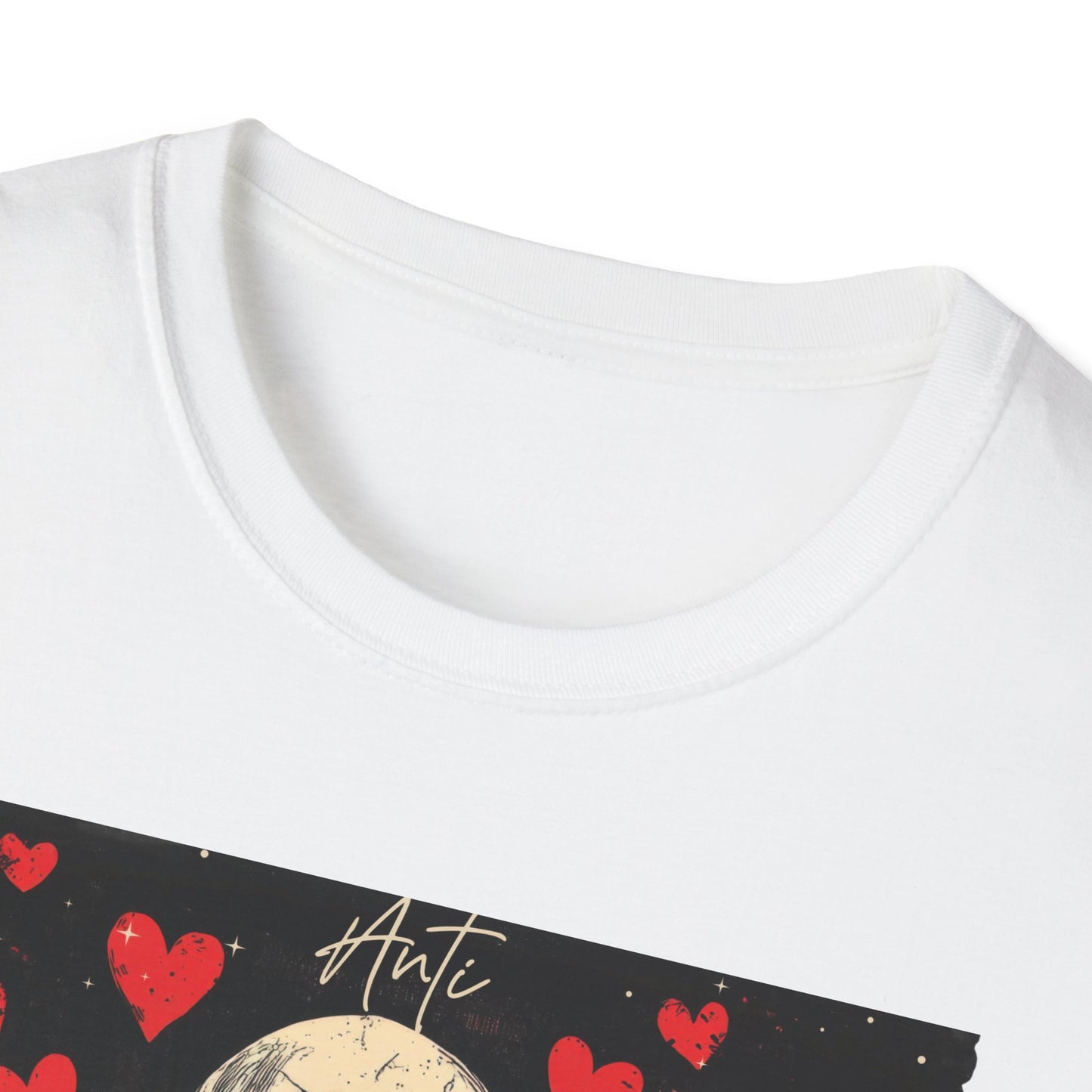 Anti Valentine Club Skeleton T-Shirt - Edgy Skull with Heart Sunglasses & Dripping Hearts | Grunge Anti-Love Tee
