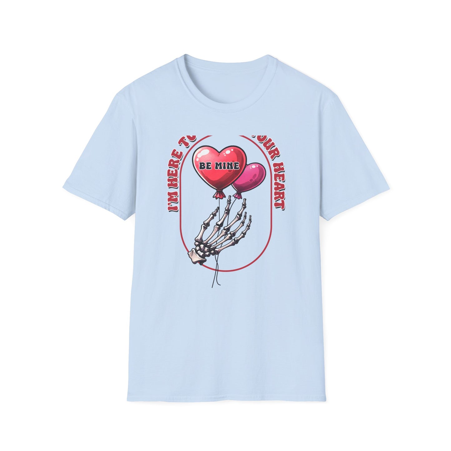 Edgy 'Steal Your Heart' T-Shirt | Skeleton Hand & Heart Balloons | Unique Valentine's Day Love Tee for Couples