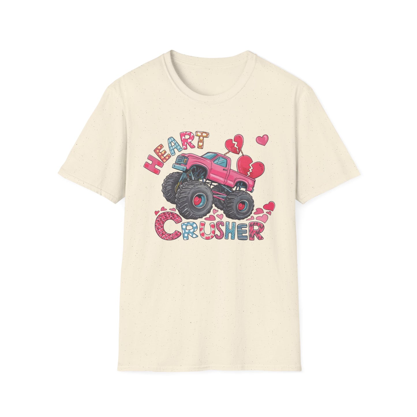 Bold Heart Crusher Monster Truck T-Shirt | Sassy Anti-Valentine's Day Tee | Funny Broken Heart Love Graphic Apparel
