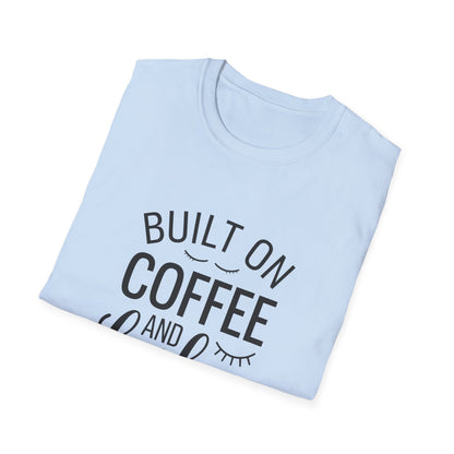Fabulous 'Built on Coffee & Lashes' Women's T-Shirt - Chic Beauty & Caffeine Lover Tee Gift