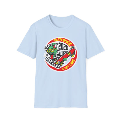 Rad Skater Zombie T-Shirt - 'Skateboard 2020 Is Not Crime' Bold Graphic Tee | Epic Streetwear Statement Apparel