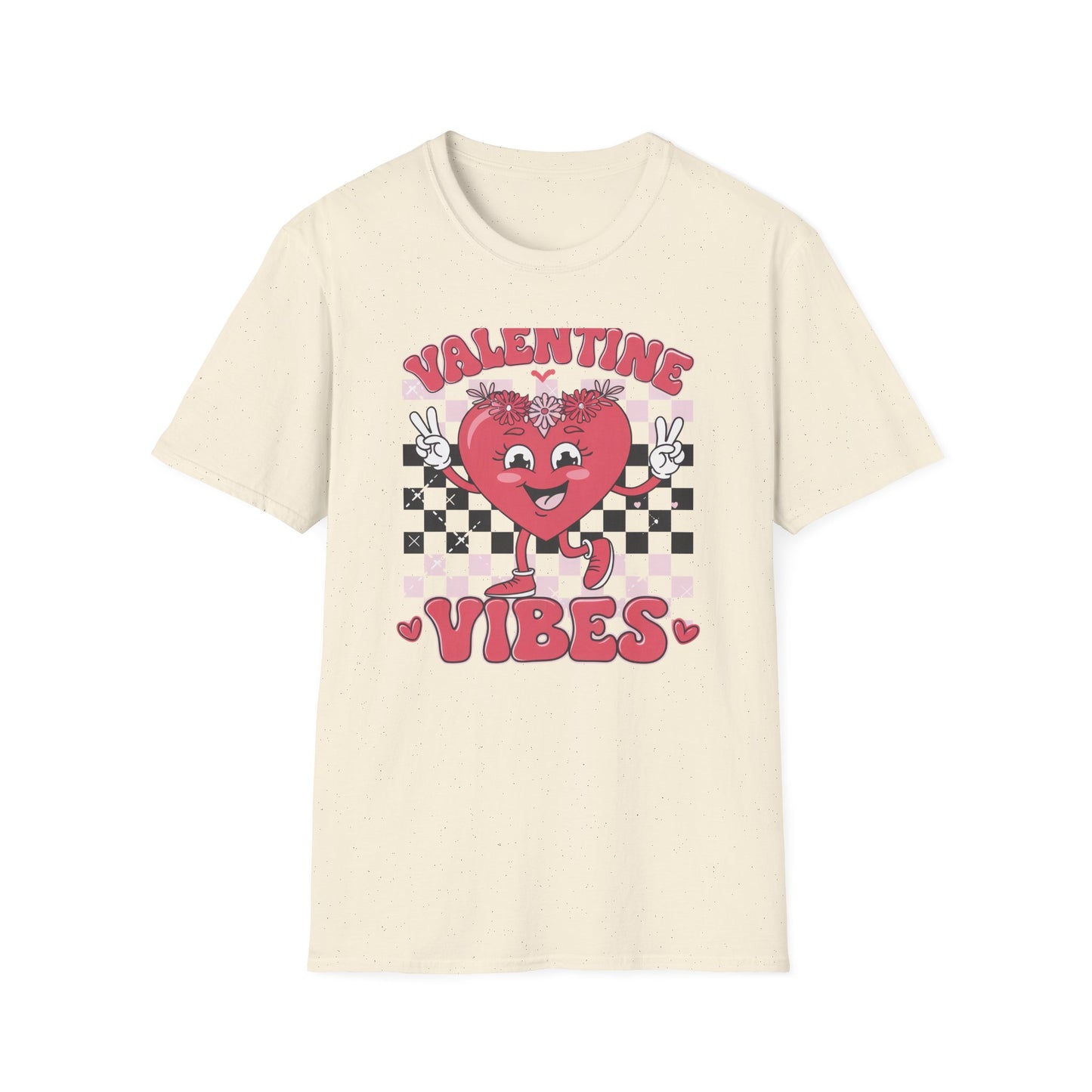 Groovy Valentine Vibes T-Shirt | Adorable Retro Heart Peace Sign Tee with Flower Crown for Valentine's Day