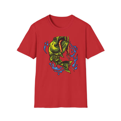 Epic Vicious Fish Strike T-Shirt - Dynamic Angler Graphic Tee with Fishing Bait Design