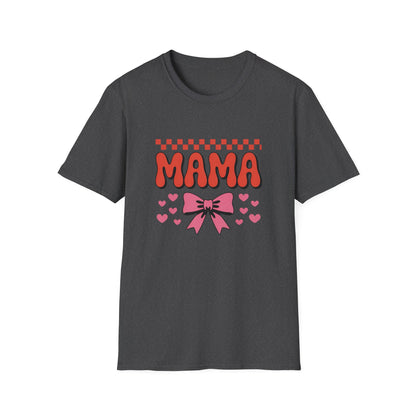 Retro Mama T-Shirt - Cute Pink Bow & Hearts Tee | Perfect Mother's Day Gift for Groovy Moms & New Moms