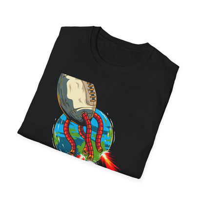Epic Football Rocket Launch T-Shirt - Dynamic Sports & Sci-Fi Fan Apparel