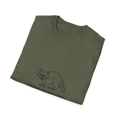 Hilarious 'Snacks Are Mandatory' Bear T-Shirt - Funny Foodie Tee for Snack Lovers & Bear Fans - Ultimate Comfy Gift