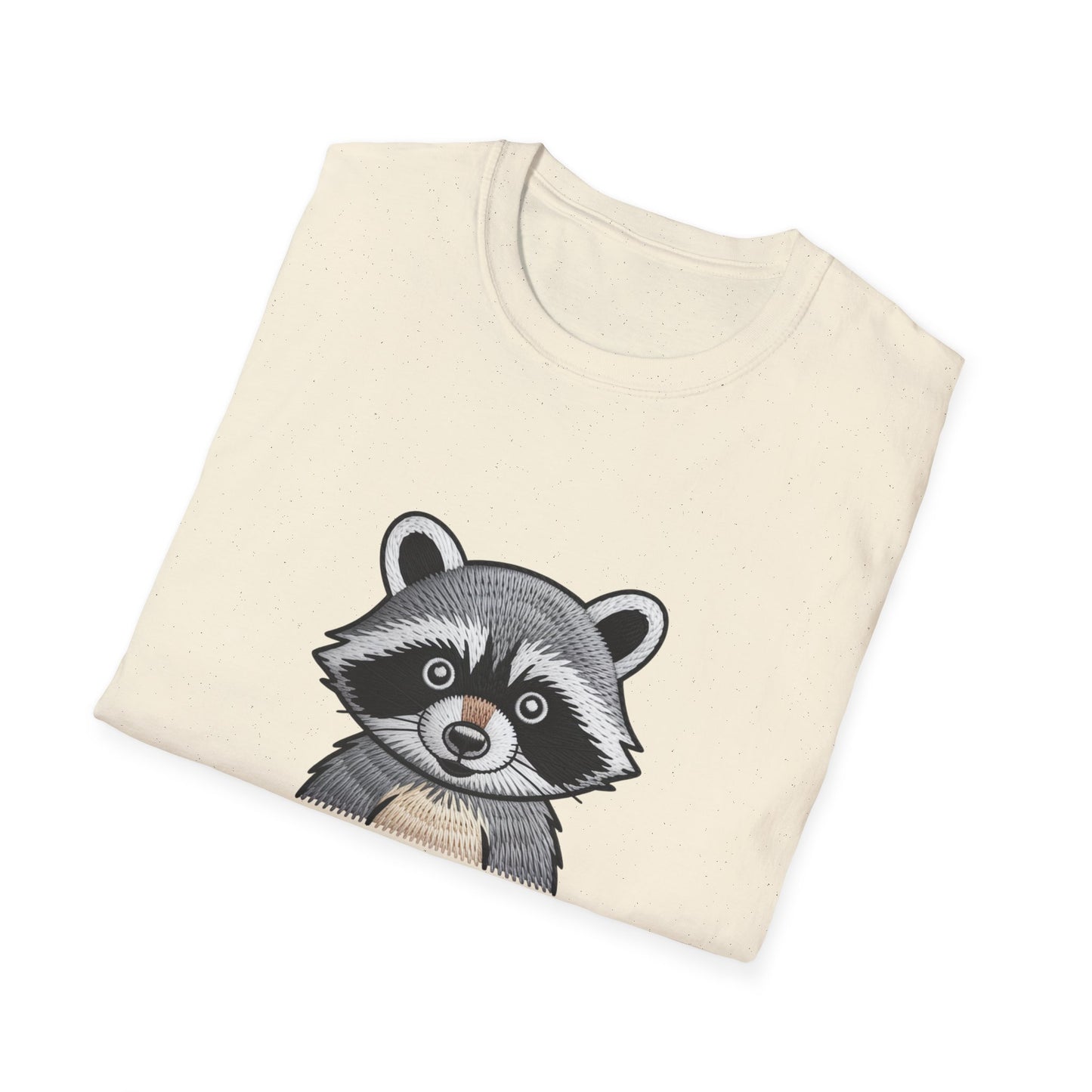 Hilarious Raccoon Snack Lover Embroidered T-Shirt | Adorable Wildlife Funny Tee | Cozy Casual Gift for Foodies