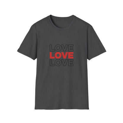 Vibrant 'LOVE LOVE LOVE' T-Shirt | Modern Red & Outline Design | Express Your Passion | Stylish Unisex Tee Gift