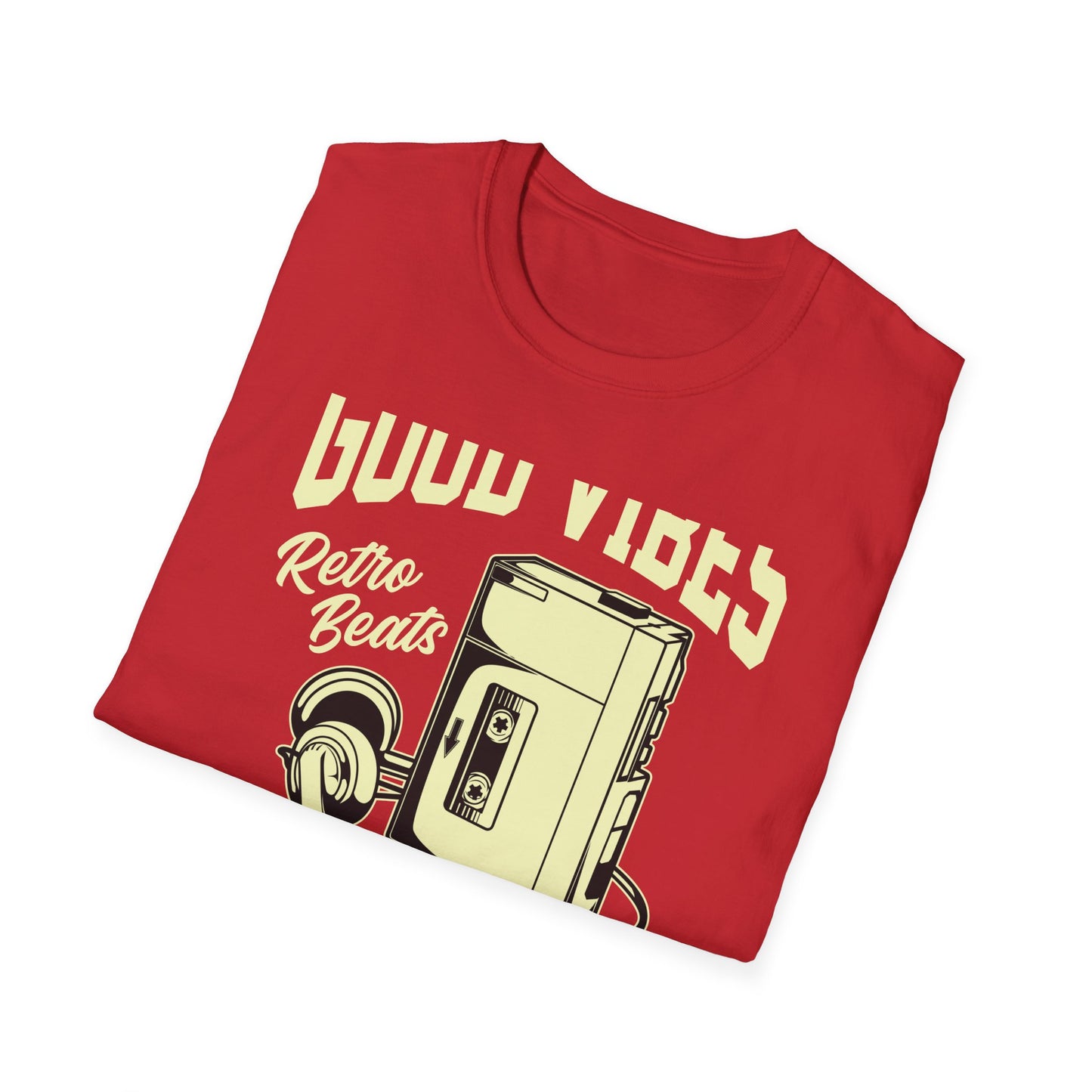 Awesome Retro 80s Music Good Vibes T-Shirt - Vintage Cassette Player & Headphones Tee | Nostalgic Portable Stereo Gift