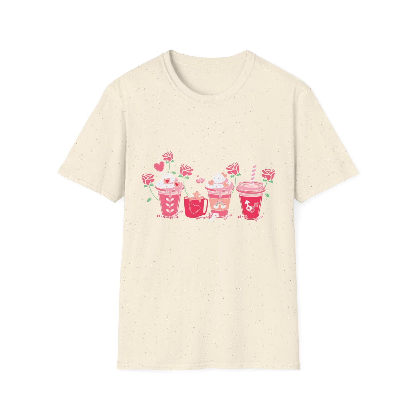 Charming Valentine's Sweet Treats T-Shirt | Adorable Love Drinks & Hearts Tee | Perfect Romantic Gift for Couples & Her