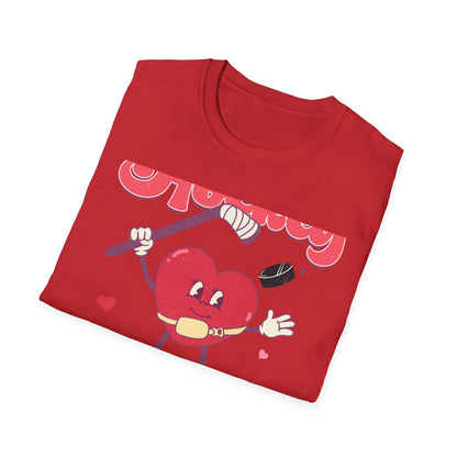 Groovy "Hockey Is My Valentine" T-Shirt | Retro Heart Hockey Lover Tee | Vintage Valentine's Day Sports Fan Gift