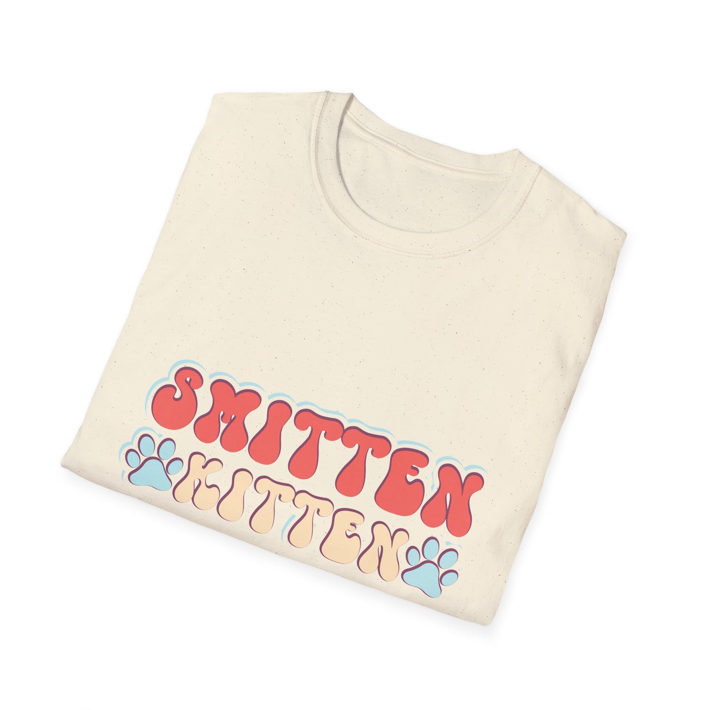 Adorable Smitten Kitten T-Shirt | Groovy Retro Paw Print Cat Lover Tee | Trendy Pet Mom Gift