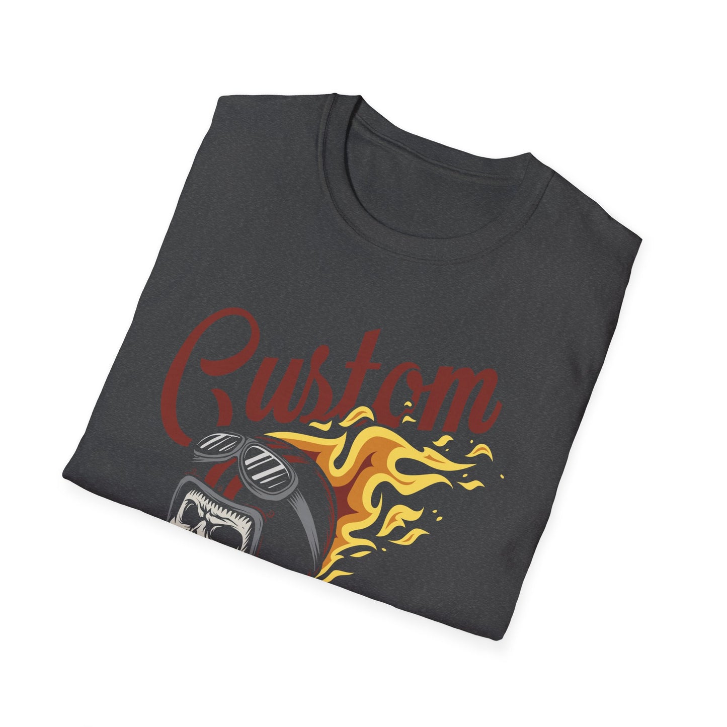 Custom Build & Repair T-Shirt | Vintage Biker Skull Flames Tee | Iconic Mechanic & Hot Rod Enthusiast Apparel