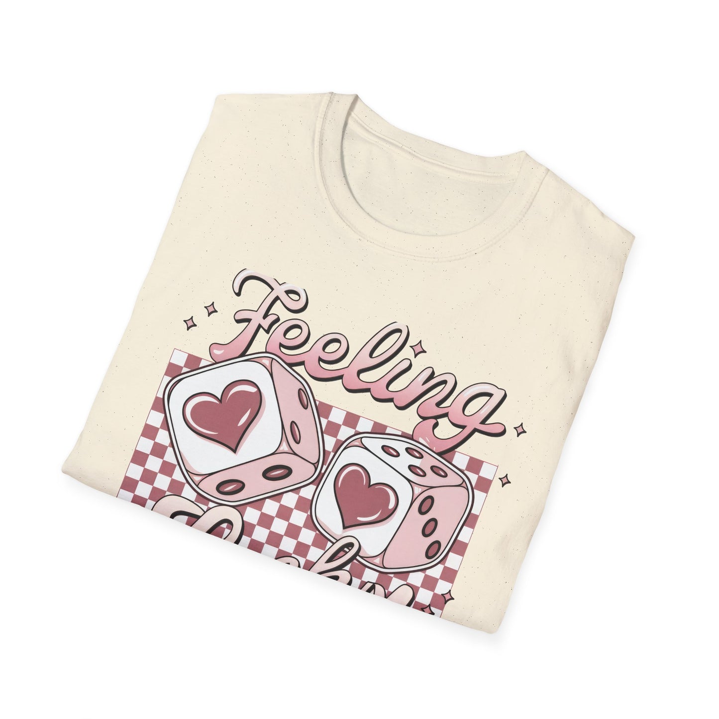 Feeling Lucky Dice Hearts T-Shirt | Chic Pink Aesthetic Tee | Trendy & Playful Love Design for Her