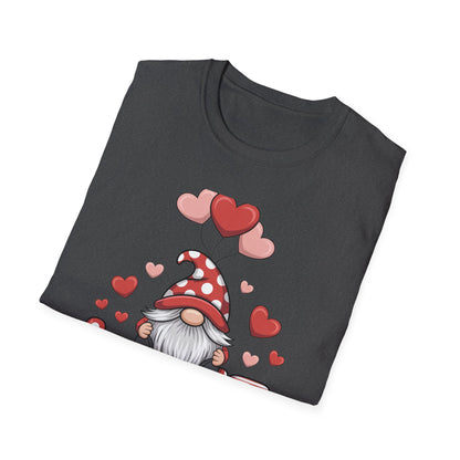 Charming Valentine Gnome Love T-Shirt | Cute Heart Design & Polka Dot Hat | Sweet Holiday Gift for Her