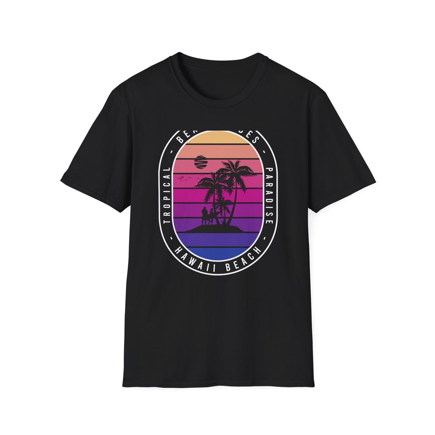 Epic Retro Sunset Hawaii Beach Vibes T-Shirt | Surfer Tropical Paradise Vacation Tee | Island Palm Tree Design Gift