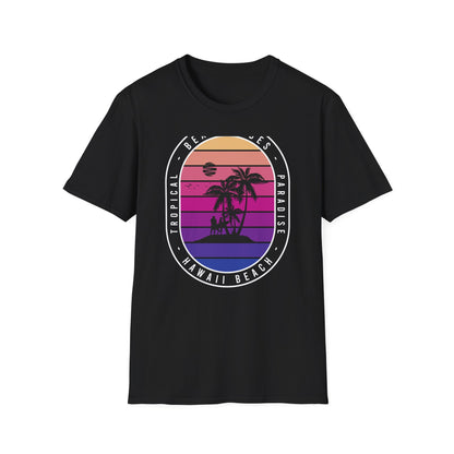 Epic Retro Sunset Hawaii Beach Vibes T-Shirt | Surfer Tropical Paradise Vacation Tee | Island Palm Tree Design Gift