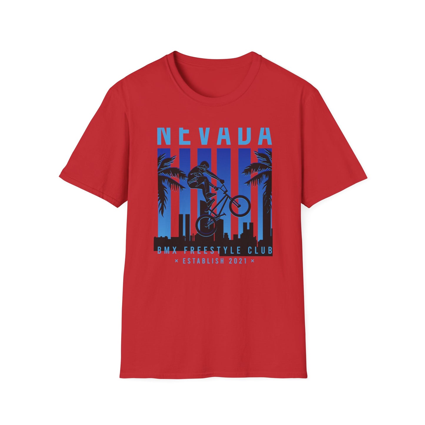 Dynamic Nevada BMX Freestyle Club T-Shirt | Official Est. 2021 Rider Apparel with City & Palm Design