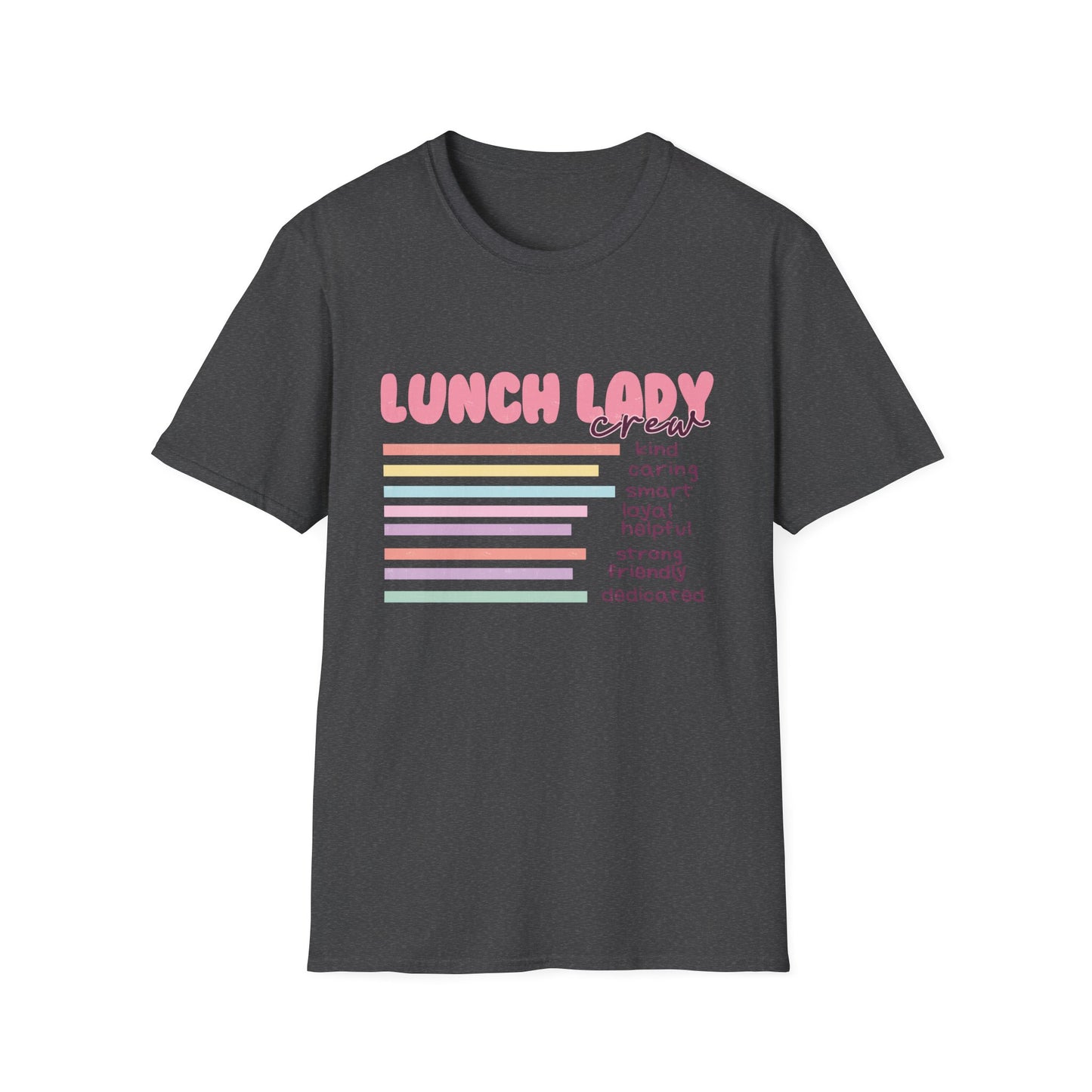 Kind Caring Lunch Lady Crew T-Shirt | Essential School Staff Appreciation Gift | Proud Cafeteria Worker Tee