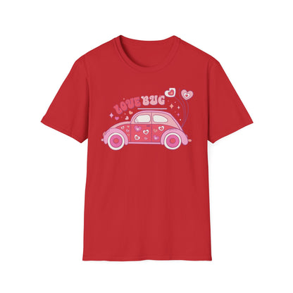 Groovy Love Bug T-Shirt | Adorable Retro Pink VW Beetle & Hearts | Sweet Valentine's Day Gift for Her