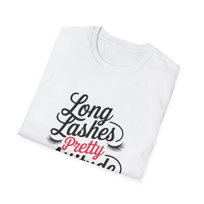 Stunning 'Pretty' Pink Script T-Shirt with Elegant Lashes | Chic Women's Glamour & Beauty Tee | Vibrant Fashion Statement