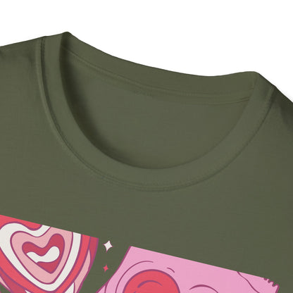 Hey Sugar Retro T-Shirt | Sweet Heart Lollipop & Candy Tee | Valentine's Day Love Gift | Cute Groovy Pink Design for Her